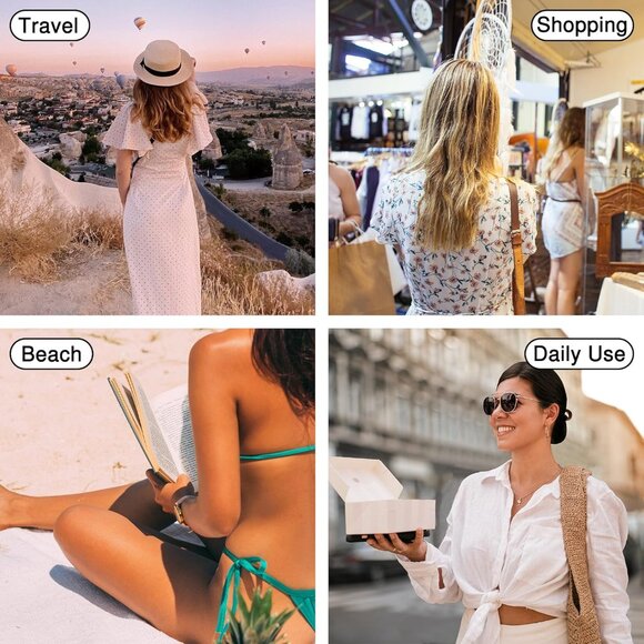 Women's A Beige Large Straw Beach Bag Handmade Woven Shoulder Hobo Tote Handbag - Picture 5 of 6